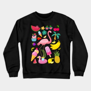 Summer Torpical Fruits Banana Flamingo Ice Cream Lover Crewneck Sweatshirt